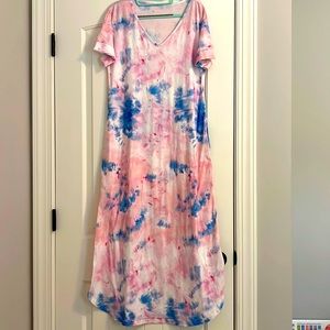 Pink & Blue Tie-Dye Maxi Dress 🩷 💙 Never Worn